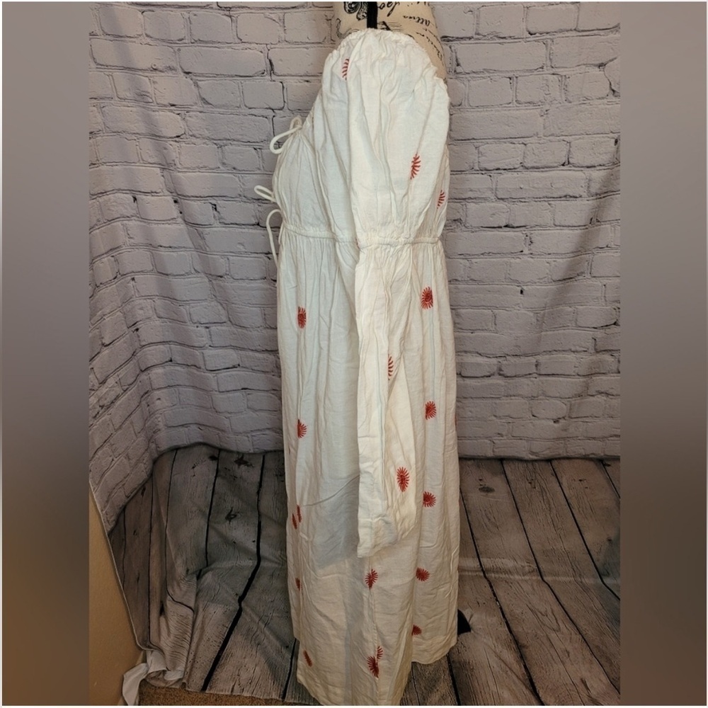 Free People Emory White Maxi Dress with Red Floral Accents - S NWOT - Picture 7 of 11